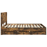 Bed Frame with Storage and Headboard Smoked Oak 140 x 200 cm 3413945
