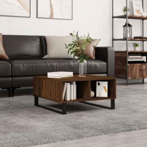 ZNTS Coffee Table Brown Oak 60x60x30 cm Engineered Wood 827051