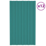 Roof Panels 12 pcs Galvanised Steel Green 80x45 cm 317199