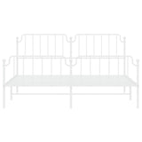 ZNTS Metal Bed Frame with Headboard and Footboard White 180x200 cm Super King 373958