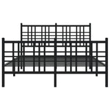 Metal Bed Frame without Mattress with Footboard Black 137x190cm 376341