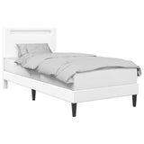 Bed Frame with LED Strip Lights White 90 x 190 cm Faux Leather 3415284