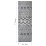 Outdoor Flatweave Rug 80x250 cm Blue Stripes 340835