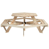 Picnic Table for 6 Kids with Umbrella Hexagon Solid Wood Fir 3281625