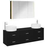 Bathroom Furniture Set 4 pcs Black Oak 3407064