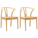 Dining Chair 2 pcs Natural Solid Rubber Wood 42020414
