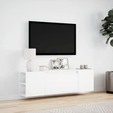 TV Wall Cabinet with LED Lights White 135x31x39.5 cm 852383