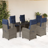 7 Piece Garden Dining Set with Cushions Grey Poly Rattan 3212878