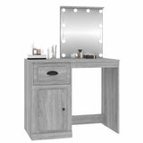 Dressing Table with LED Grey Sonona 90x50x132.5 cm Engineered Wood 816774