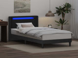Bed Frame with LED Strip Lights Black 90 x 190 cm Faux Leather 42027993