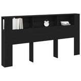 Headboard Cabinet with Shelf Black Oak 200 x 18.5 x 102.5 cm 862760