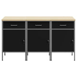 Work Cabinet with Drawer 3 pcs Black and Grey 150 x 55 x 85 cm 3321366