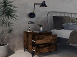 Bed Cabinets with Metal Legs 2 pcs Smoked Oak 40x35x50 cm 813129
