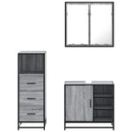 ZNTS 3 Piece Bathroom Furniture Set Grey Sonoma Engineered Wood 3301028