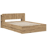 Bed Frame with Storage and Headboard Artisan Oak 120 x 200 cm 3445802