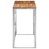 Console Table Silver Stainless Steel and Solid Wood Acacia 349991