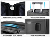 V-shaped stripe 3-in-1 PP trolley case 20in 24in 28in PP iron trolley classic color - dark gray 95635181
