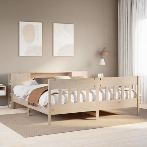 ZNTS Bookcase Bed without Mattress 180x200 cm Super King Solid Wood Pine 3323173