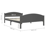 Bed Frame without Mattress Dark Grey Solid Pine Wood 160x200cm 322050