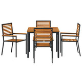 Garden Dining Set 5 pcs Black and Brown Poly Rattan 3365493