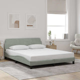 Bed Frame "Dover" Light Grey 152x203 cm Velvet 373291