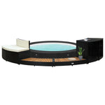 Spa Surround Black Poly Rattan and Solid Acacia Wood 316651