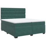 Box Spring Bed with Mattress Dark Green 200x200 cm Velvet 3291011