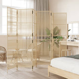 Room Divider 6 Panels Beige Poly Rattan 365403