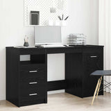 Desk with Door 2 pcs Black Oak 140 x 50 x 76 cm Engineered Wood 3332543