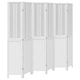 Room Divider 6 Panels White Solid Wood Paulownia 358731