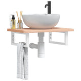 Basin Shelf Wall Mounted Steel and Solid Wood Beech 3302356