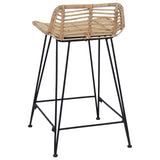 Bar Stool 2 pcs Natural 44 x 45 x 76 cm Rattan and Steel 42033202