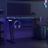 Gaming Desk LED with Z Shape Black 110x60x75 cm 325420