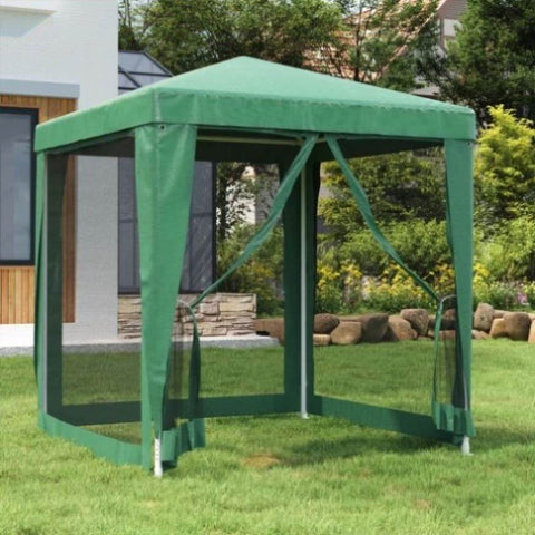 ZNTS Party Tent with 4 Mesh Sidewalls Green 2x2 m HDPE 319218