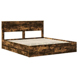 Bed Frame with Drawer Smoked Oak 180 x 200 cm Engineer Wood 3409831