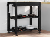 Kitchen Trolley MONZA Black 60 x 40 x 88.5 cm Solid Pine Wood 42027035