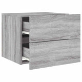 Wall-mounted Bedside Cabinets with LED Lights 2 pcs Grey Sonoma 836823