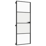 Interior Door Slim Black 76x201.5 cm Tempered Glass and Aluminium 155116