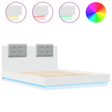 Bed Frame with LED without Mattress White 150x200 cm King Size 3210003