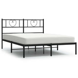 Metal Bed Frame without Mattress with Headboard Black 150x200cm 355465