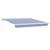 Retractable Awning Blue and White 300 x 250 cm Fabric and Metal 3329907