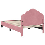 Children's Bed Frame with Headboard Pink 80 x 160 cm Velvet 42010939