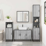 ZNTS 4 Piece Bathroom Furniture Set Grey Sonoma Engineered Wood 3301193