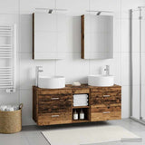 Bathroom Furniture Set 5 pcs Old Wood Engineered Wood and Glass 3407077
