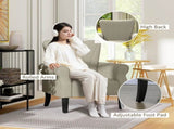 Upholstered Accent Chair with Rolled Arms and Wood Legs, Armchair for Living Room Bedroom, Beige T3398P329554
