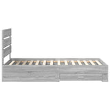 Bed Frame Grey Sonoma and Silver 75 x 190 cm Engineered Wood 3412032