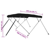 ZNTS 4-bow Bimini Top Black 239x184x131 cm 94810