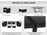 9PC Garden Rattan Dining Set Outdoor Patio Dining Table Set Weave Wicker 8 Seater Stool Black T3398P318658