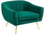 Velvet-Feel Shell Back Accent Chair - Green T3398P328128