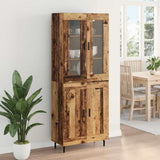 Highboard 2 pcs Old Wood Engineered Wood and Glass 3415789